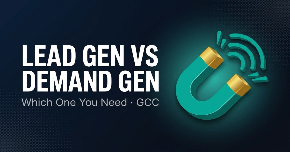 A teal magnet representing demand generation attracting future buyers versus capturing ready ones